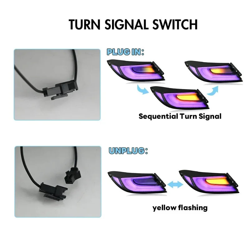 RGB LED Tail Lights For Toyota GR86 Subaru BRZ 2021-2025 Plug and Play Rear Brake Lamp