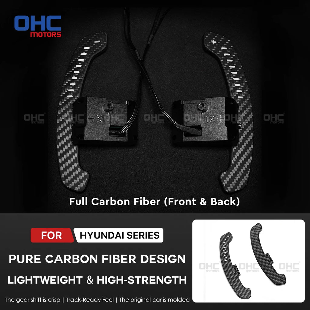 LED Carbon Fiber Magnetic Paddle Shifters For Hyundai N/GT (i30N) (Kona N) (Elantra N) (Veloster N)