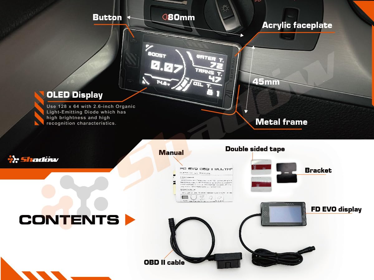 Shadow FD EVO OBD2 Digital Gauge Display