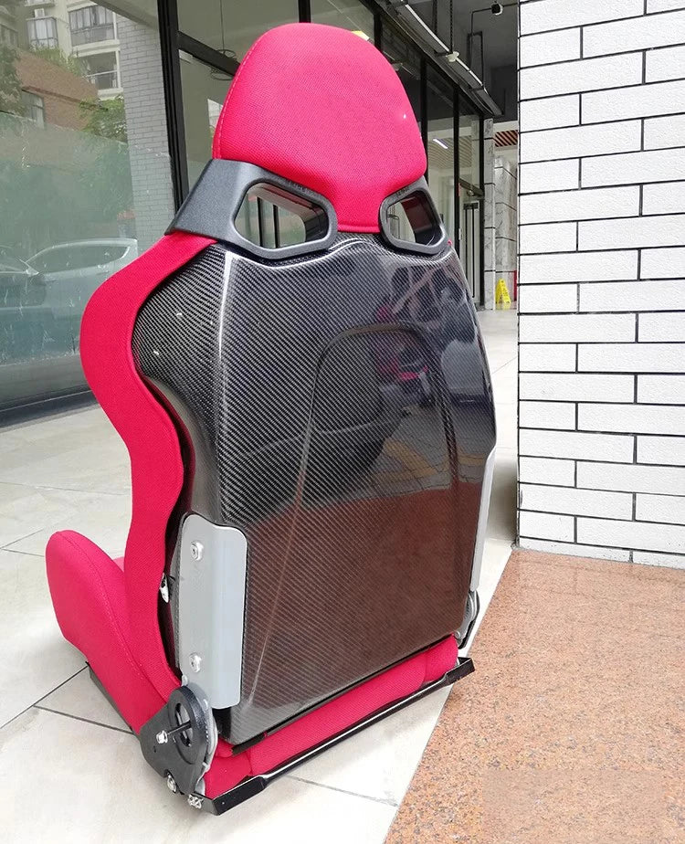 1X Racing Seat Adjustable FRP/Carbon Fiber Backrest with Quick Release Bucket