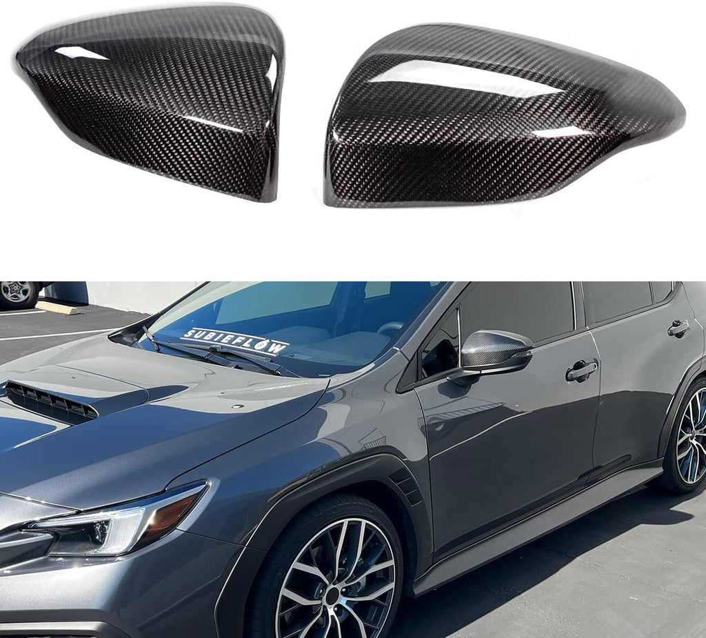 Full Real Carbon Fiber Mirror Covers Caps for 2022 2023 2024 Subaru WRX VB