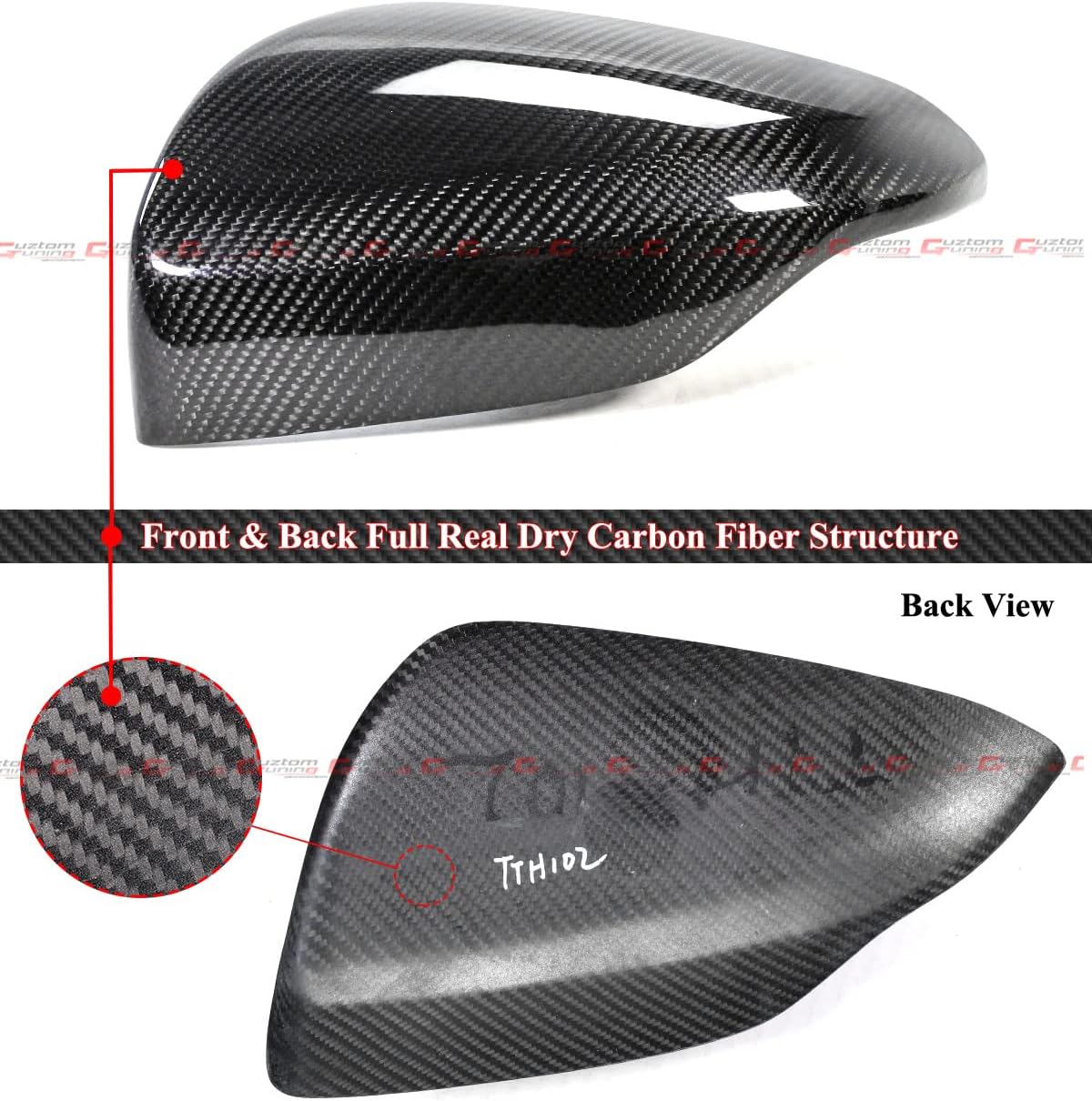 Full Real Carbon Fiber Mirror Covers Caps for 2022 2023 2024 Subaru WRX VB
