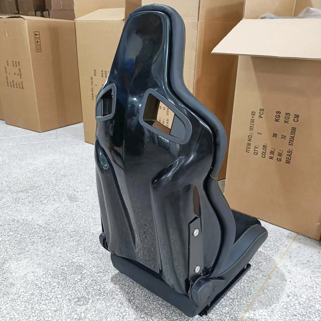 2X Universal Slider Black Suede Fiberglass Back Bucket Racing Seats