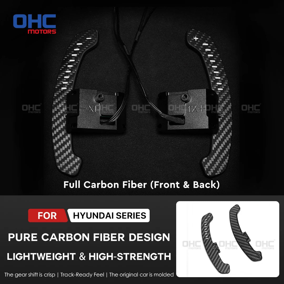 LED Carbon Fiber Magnetic Paddle Shifters For Hyundai N/GT (i30N) (Kona N) (Elantra N) (Veloster N)