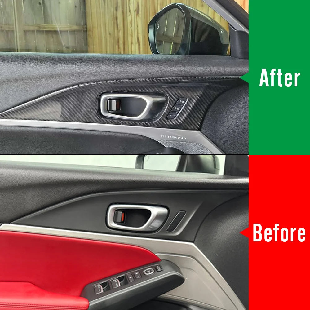 For Acura Integra DE4 DE5 Type S 2023+ Real Carbon Fiber Interior Door Handle Cover Lock Console Panel Protection Trim