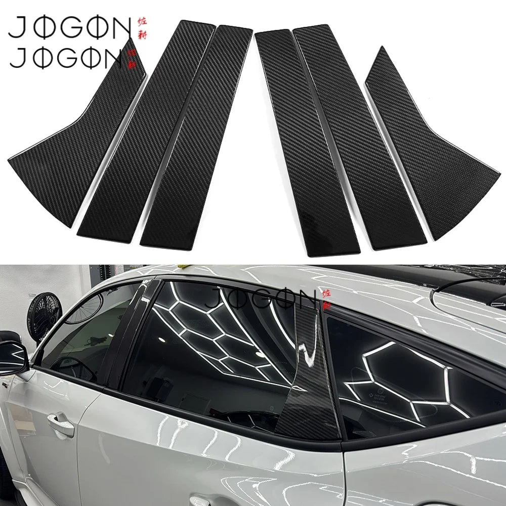 6pcs Carbon Fiber For Acura Integra Type S 2023 2024 2025 Exterior Car Door Window B C Pillar Post Strip Cover Trim Accessories