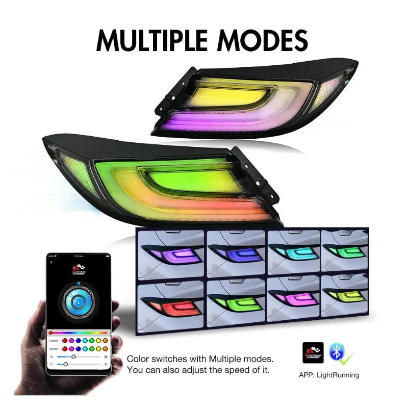 RGB LED Tail Lights For Toyota GR86 Subaru BRZ 2021-2025 Plug and Play Rear Brake Lamp